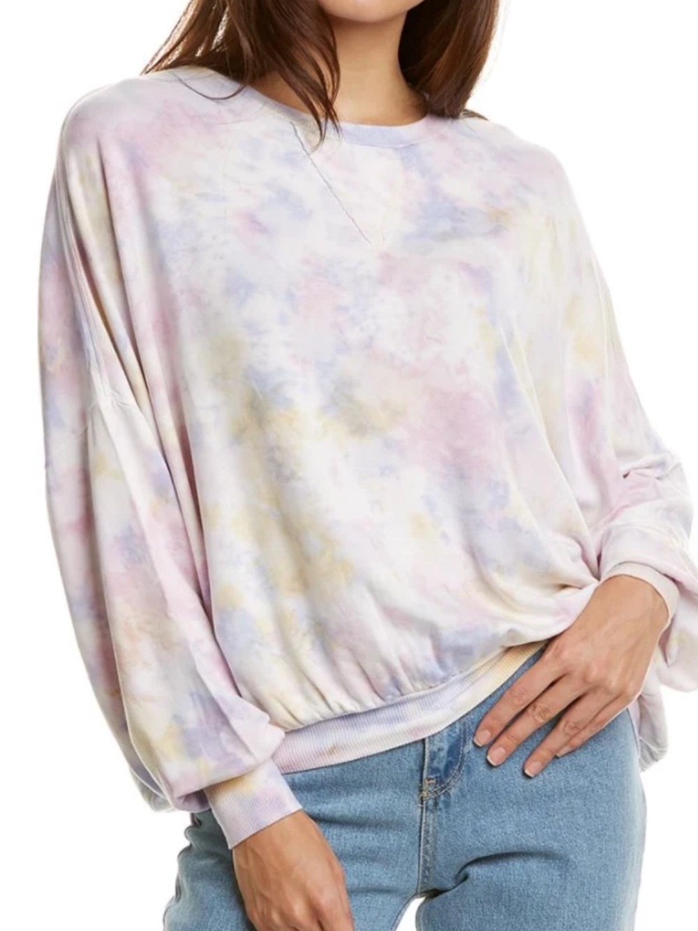 Young Fabulous & Broke Women’s Pastel Tie-Dye Long Sleeve Pullover sweatshirt L